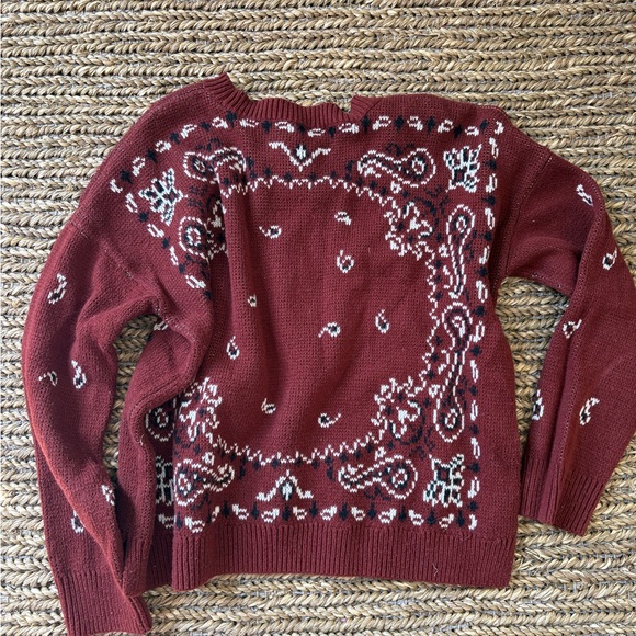Madewell Burgundy Bandana Patterned Sweater - Picture 2 of 3
